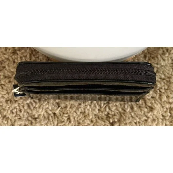DIOR Beauty Black Patent Leather Zip Around Credit Card Holder Small Wallet - Picture 4 of 8
